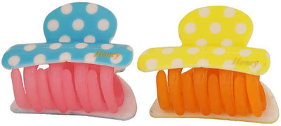 

Maayra Women's Polka Dot Pack of 2 Hair Claw(Pink)