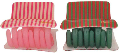 

Maayra Women's Stripes Pack of 2 Hair Claw(Pink)