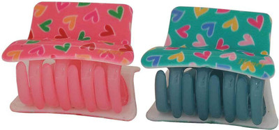 

Maayra Women's Hearts shape Pack of 2 Hair Claw(Pink)