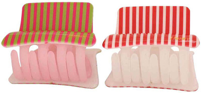 

Maayra Women's Stripes Pack of 2 Hair Claw(Red)