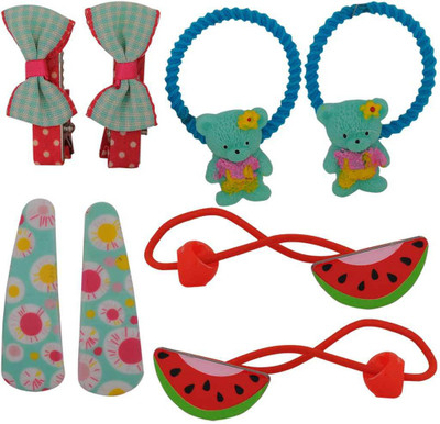 

Maayra Girls's Watermelon Teddy Bow Pack of 8 Rubber Band(Multicolor)