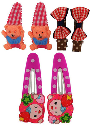 

Maayra Girls's Fruit Teddy Bow Pack of 6 Tic Tac Clip(Multicolor)