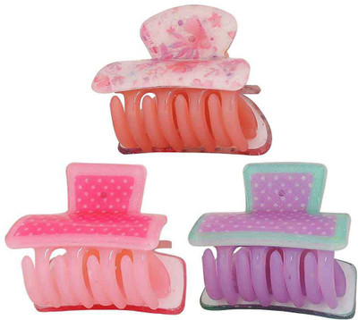 

Maayra Women's Designer Pack of 3 Hair Claw(Pink)