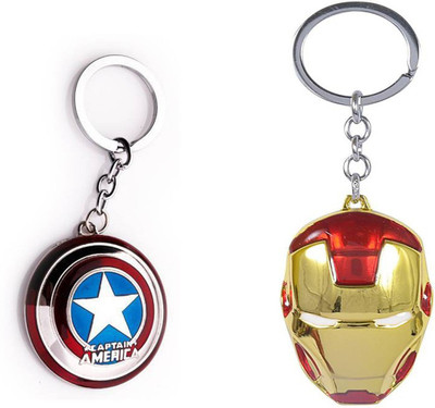 NeoTask Superhero Avenger Captain America And Iron Man Pack of 2 Key Chain
