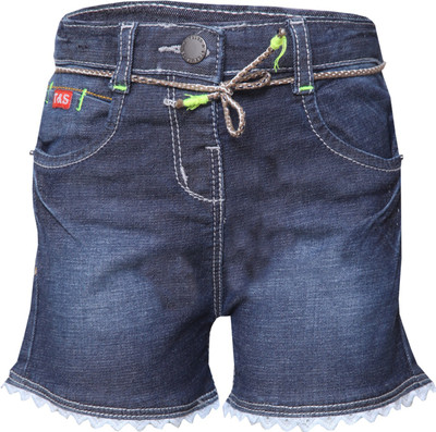 

Tales & Stories Short For Girls Casual Solid Denim(Grey, Pack of 1, Dark grey
