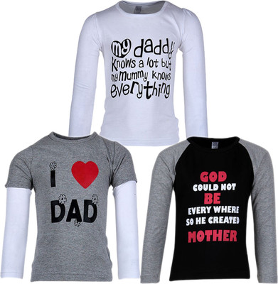 

Gkidz Girls Casual Cotton Top(Multicolor, Pack of 3, Black