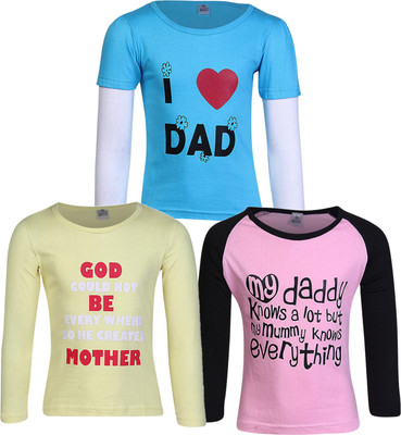 

Gkidz Girls Printed T Shirt(Multicolor, Fuschia
