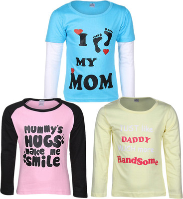 

Gkidz Girls Printed T Shirt(Multicolor, Pink