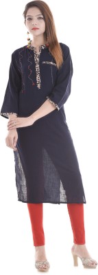 Apratim Women Printed Straight Kurta(Blue)