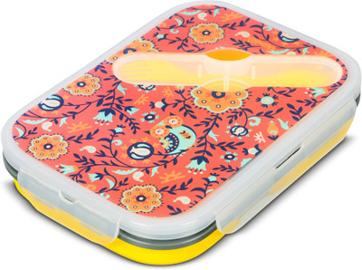 

Chumbak Floral Owl 2 Containers Lunch Box(600 ml), Orange
