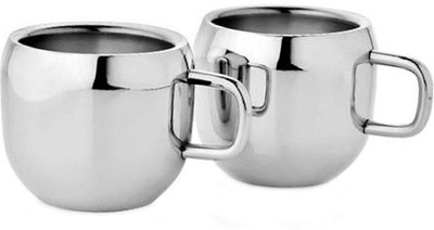 

Jagani JaganiCupApple2 Stainless Steel Mug(100 ml, Pack of 2), Silver