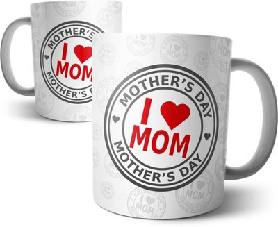 

ME&YOU Gift for Mother Mum On Mother's Day; I Love Mom (IDuplicate14) Printed Ceramic Mug(325 ml), Multicolor