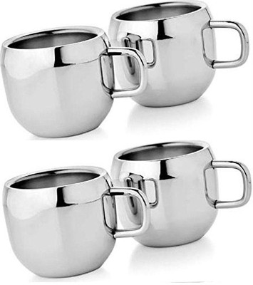 

Jagani JaganiCupApple4 Stainless Steel Mug(100 ml, Pack of 4), Silver