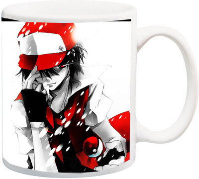

Stylotrendz Pokemon Ash One Side red other blue printed Ceramic Mug(325 ml), White