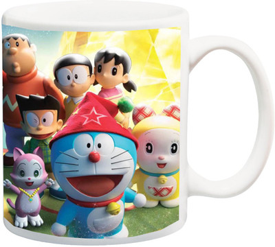 

Stylotrendz Doraemon Full Team Special gift for Child or Kids on Birthday/ Diwali Ceramic Mug(325 ml), White