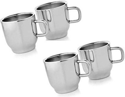 

Jagani JaganiCupDeluxe4 Stainless Steel Mug(120 ml, Pack of 4), Silver