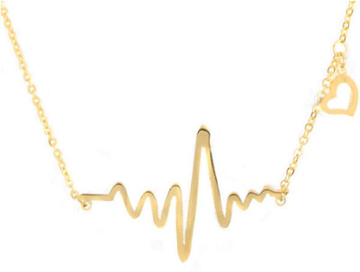 ITS Electrocardiogram Rhythm Heart Beat Necklace Gold-plated Plated Alloy Chain