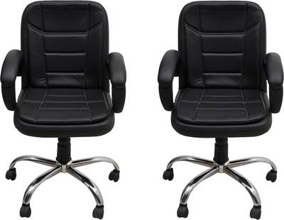 DZYN FURNITURES Leatherette Office Executive Chair Black Set of
