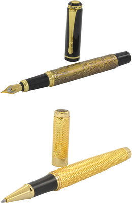 

Talesara horse design Golden Dragon Royal Collection Luxury 2 Pcs. Gift Set Roller Ball Pen and Fountain Pen(Pack of 2)