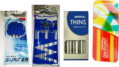 

NATARAJ DEW BALL PEN + SURFER BALL PEN + ON POINT GEOMETRY BOX + THINS Ball Pen(Pack of 4)