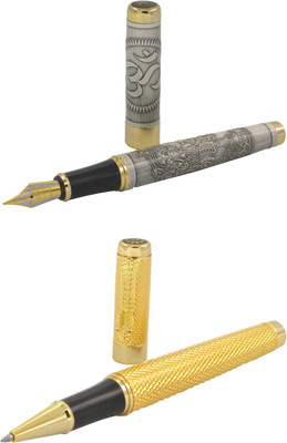 Talesara Lord Ganesh and OM Golden Dragon Royal Collection Luxury 2 Pcs. Gift Set Roller Ball Pen and Fountain Pen(Pack of 2)