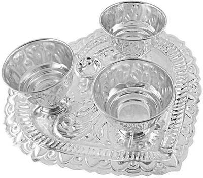JPearls Classic Puja Thali Silver Pooja & Thali Set(4 Pieces, Silver) available at flipkart for Rs.6300