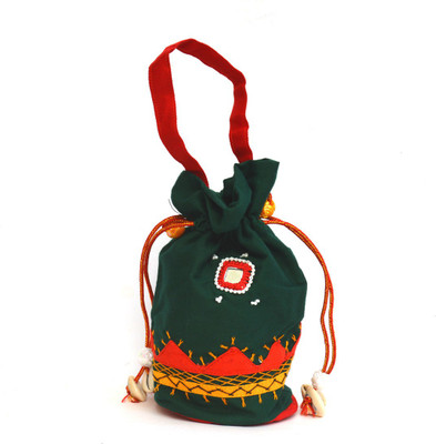 

Art Godaam Hand made applique potli Potli(Green)