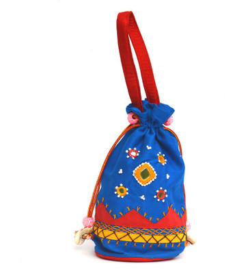 

Art Godaam Hand made applique potli Potli(Blue)