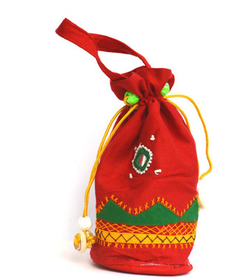 

Art Godaam Hand made applique potli Potli(Red)