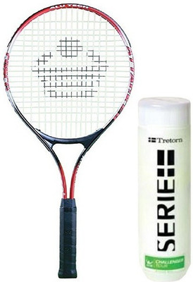 

Cosco Combo of Two, One 'Attacker' Tennis Racquet and One 'TRETORN SERIE' Tennis Ball 1 box pack of 3 Red Strung Tennis Racquet(G4, 95 g)