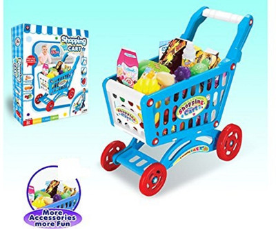 

Taaza Garam kids Shopping cart toy Supermarket Trolley Children Plastic fruits and vegetables Interactive and Learning for Kids 52 pcs
