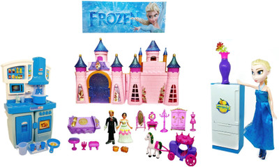 

HALO NATION Frozen Doll House and Kitchen play Set(Cool Princess Palace)