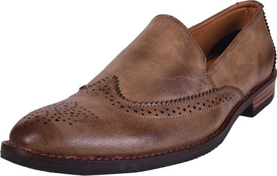 

Shoeholic Leatherite Beige Moccasin Brogues For Men(Beige