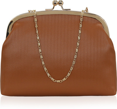 

Kleio Women Evening/Party Brown Leatherette Sling Bag