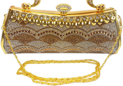 

Chouhan Stylish Men & Women Evening/Party Gold Nylon Hand-held Bag
