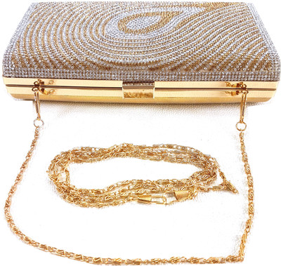 

Chouhan Stylish Men & Women Evening/Party Gold Nylon Hand-held Bag