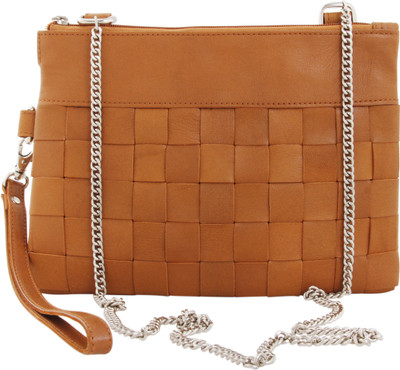 

Tee Ess Girls Evening/Party Tan Genuine Leather Sling Bag