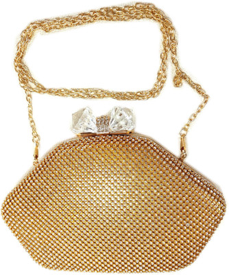

Chouhan Stylish Men & Women Evening/Party Gold Nylon Sling Bag