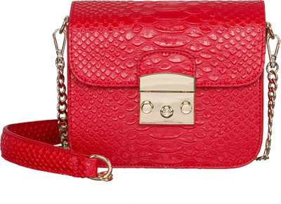 

peaubella Women Evening/Party Red Leatherette Sling Bag