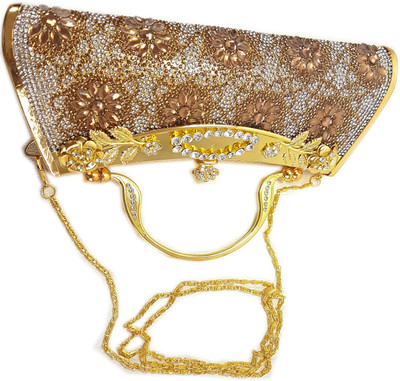 

Chouhan Stylish Men & Women Evening/Party Gold Nylon Hand-held Bag