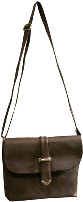 HD Girls Casual Brown Rexine Sling Bag