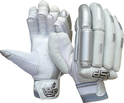 

VSP ALL WHITE Batting Gloves (Men, White), Silver;white