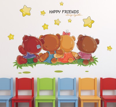 HAPPYSTICKY 100 cm Happy Friends Removable Sticker(Pack of 1)