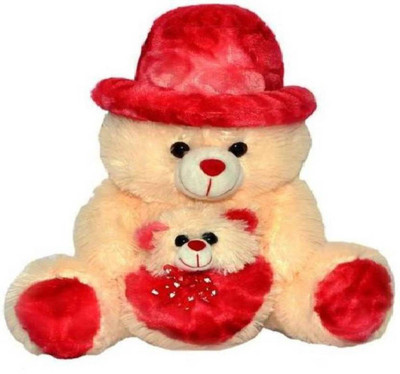 

Samayra Toys Cream & Red Cap Mother Baby Teddy Bear 3 Feet - 90 cm(Brown)