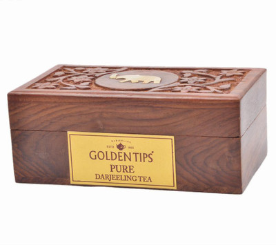 Golden Tips Elephant Carved Wooden Box Black Tea Box(50 g)
