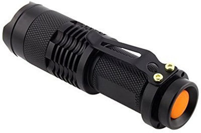 

Skywalk Pocket LED Mini CREE XR-E Q5 UltraFire Flashlight Torch Adjustable Zoom Beam. Silver With 3 Flash Mode. 7W, 400 Lumens with Battery Torch(Black : Rechargeable)