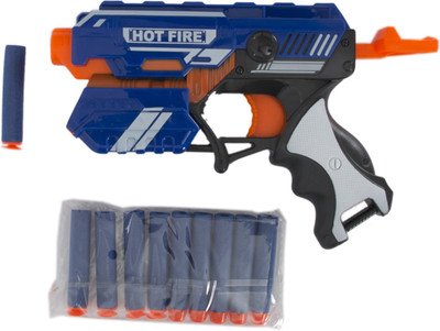 

Aaryan Enterprise Foam Blaster Gun toy - Safe and Long Range- 10 Bullets(Blue)