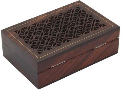 

Craft Art India Beautiful Carved Wooden Jewellery Box Makeup And Jewellery Etc Vanity Box(Brown)