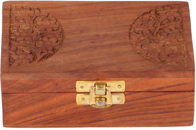 

Craft Art India Wooden Decorative Accessories Storage with Beautiful Carving Jewellery Vanity Box(Brown)