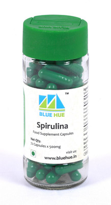 

blue hue Spirulina VEG Capsules - 72 capsules (500mg each)(72 No)